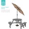 Best Choice Products 6-Person Circular Outdoor Wooden Picnic Table w/ 3 Built-In Benches, Umbrella Hole